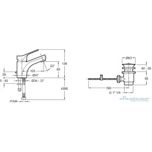 Смеситель для умывальника Brive картриджем с3 (смещенный центр выпуска воды), неповоротный излив, с донным клапаном E75759-CP Jacob Delafon