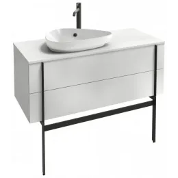 Модуль с раковиной Nouvelle Vague 100 см, белый меламин, 2 ящика с доводчиком, серая раковина, без переливного отверстия, подвесной монтаж EB3040-N18+EVI002-MG2 Jacob Delafon