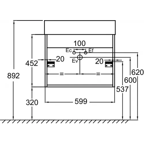 Модуль под раковину Vivienne 59,9х45,2х45,2 см, белый глянцевый EB1666-J5-J5 Jacob Delafon