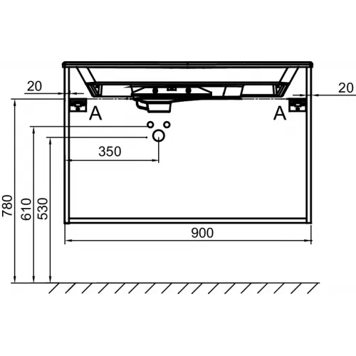 Модуль под раковину Odeon Rive Gauche 90х50,8х56,8 см, 2 ящика, ручки черные, дуб табак EB2523-R9-E52 Jacob Delafon