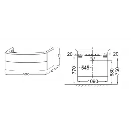 Модуль под раковину Presqu'ile 109х45х42 см, серый титан, 2 ящика EB1105-N21 Jacob Delafon