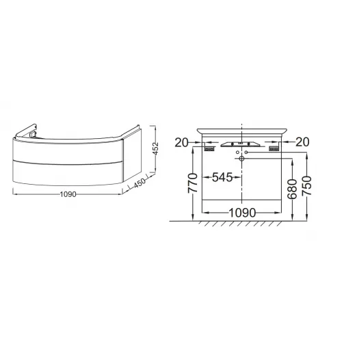 Модуль под раковину Presqu'ile 109х45х42 см, серый титан, 2 ящика EB1105-N21 Jacob Delafon