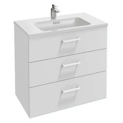 Модуль под раковину Vox 80х46х73,4 см, белая блестящая, 3 ящика, изогнутые ручки EB2098-R1-G1C Jacob Delafon