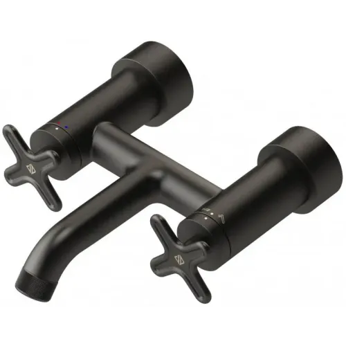 Настенный смеситель Nouvelle Vague матовый черный, с выходом на душ (без лейки), чёрный цвет, неповоротный излив E78350-BLV Jacob Delafon