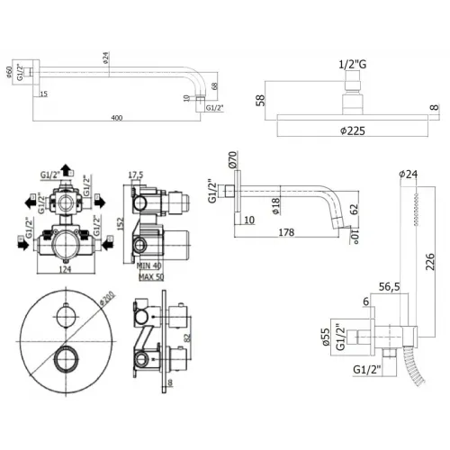Комплект для ванны PAFFONI Light KITLIQ019BO045