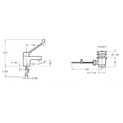 Смеситель для умывальника Easy излив 110 мм, неповоротный излив, с донным клапаном, холодный старт E16024-4-CP Jacob Delafon