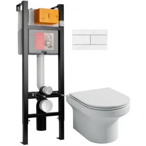 Комплект унитаза с инсталляцией Elite инсталляция ширина 40 см, глубина унитаза 50см, клавиша белая, с микролифтом E21755RU-00 Jacob Delafon