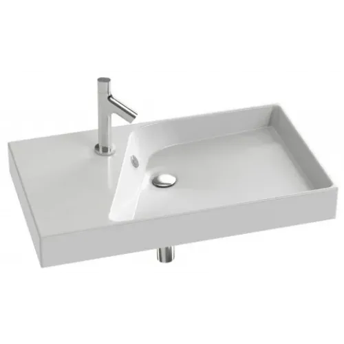 Подвесная раковина Formilia Rythmik 80х46х8,5 см, одно отверстие под смеситель, гладкая нижняя поверхность, санфарфор EXO112-Z-00 Jacob Delafon