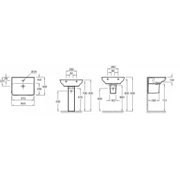 Подвесная раковина Struktura 60х48х13,3 см, 1 отверстие под смеситель. с отверстием перелива, санфарфор EGD112-00 Jacob Delafon