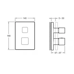 Лицевая часть встраиваемого смесителя Square 2 функции E75387-CP Jacob Delafon