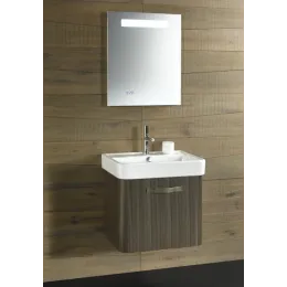 Комплект мебели для ванной Replay 60 см, серый ясень, 1 ящик, с часами, с подсветкой, подвесной монтаж E4489-00+EB1158-NF+EB1070-270 Jacob Delafon