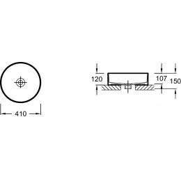 Накладная раковина Delta Pure 41х41х12 см, без отверстия перелива, санфарфор EVR002-00 Jacob Delafon