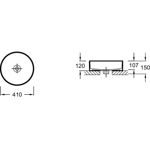 Накладная раковина Delta Pure 41х41х12 см, без отверстия перелива, санфарфор EVR002-00 Jacob Delafon
