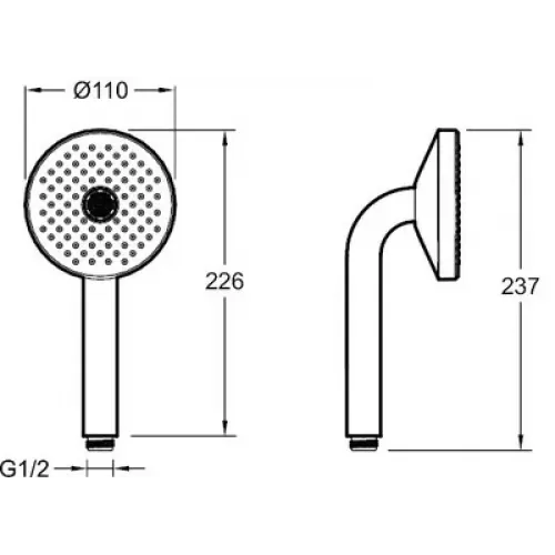Душевая лейка Nouvelle Vague синий/черный матовый, 2 режима, чёрный цвет, без шланга E27796-BLE-BLV Jacob Delafon