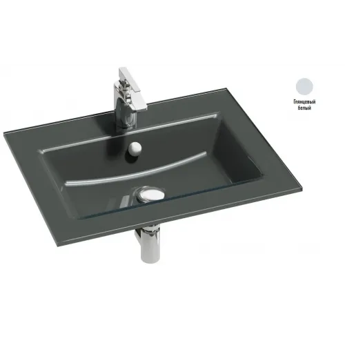 Модуль с раковиной Vox 60 см, серый антрацит блестящий, изогнутая ручка, подвесной монтаж EB2105-DD1+EB2080-R1-442 Jacob Delafon