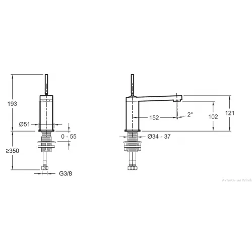 Смеситель для умывальника Composed гибкая подводка, неповоротный излив, без донного клапана E73158-ND-CP Jacob Delafon