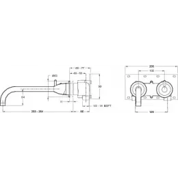 Встраиваемый в стену смеситель для раковины Zen E72216-CP Jacob Delafon