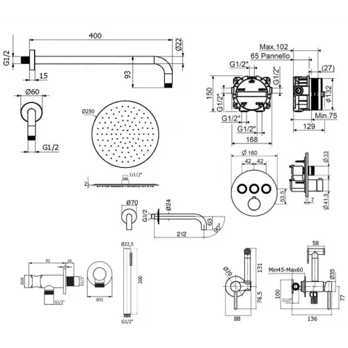 Комплект для душа Plumberia Selection PS BOX KITZPSB03CR60