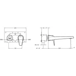 Встраиваемый в стену смеситель для раковины Avid E97358-CP Jacob Delafon