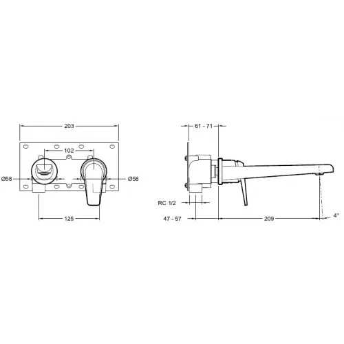 Встраиваемый в стену смеситель для раковины Avid E97358-CP Jacob Delafon