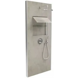 Душевой сет со стеновой панелью Ecrin 100х233,5 см, облачно-серый, в угол, круглая лейка, термостат, верхний душ, с лейкой E80301-D35 Jacob Delafon