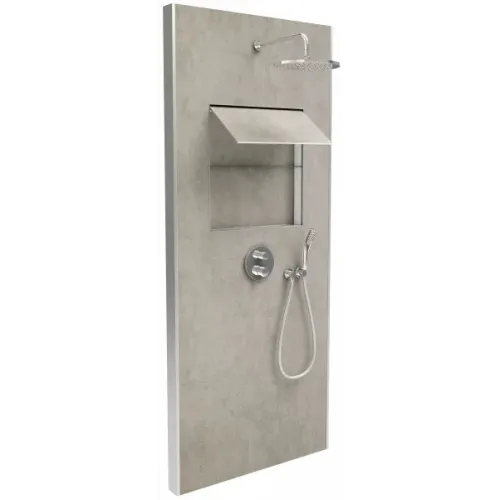 Душевой сет со стеновой панелью Ecrin 100х233,5 см, облачно-серый, в угол, круглая лейка, термостат, верхний душ, с лейкой E80301-D35 Jacob Delafon