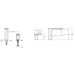 Смеситель на борт ванны Stance антиизвестковое покрытие, на 2 отв. E14775-CP Jacob Delafon