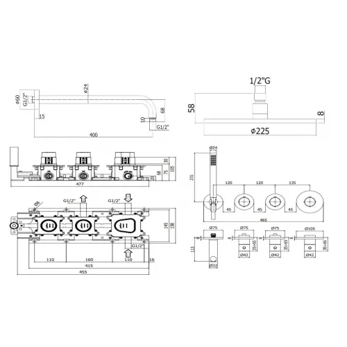Комплект для душа PAFFONI Modular Box KITMB000CR