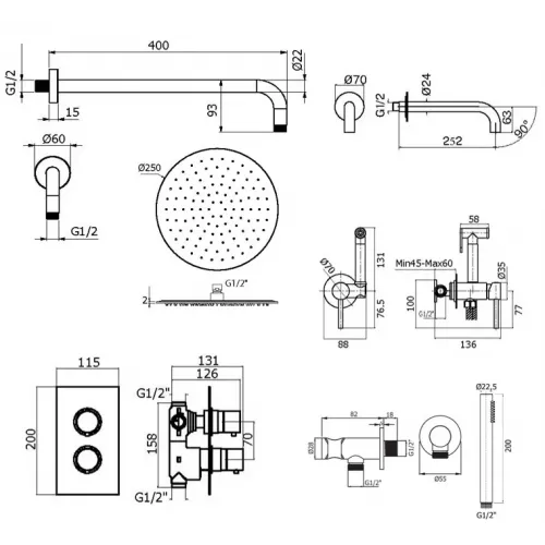 Комплект для ванны Plumberia Selection IXO KITZXOT19QCR260