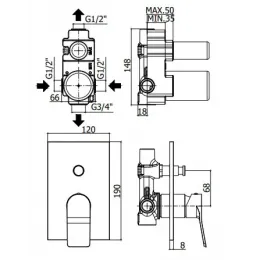 Смеситель для душа Paffoni Tilt TI015BO/M