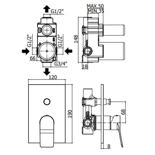 Смеситель для душа Paffoni Tilt TI015BO/M