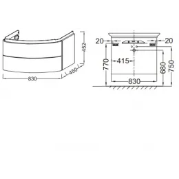 Модуль под раковину Presqu'ile 83х45х45 см, ледяной коричневый блестящий, 2 выдвижных ящика EB1104-N23 Jacob Delafon
