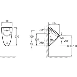 Писсуар Presqu'ile с крышкой E1161-00 Jacob Delafon