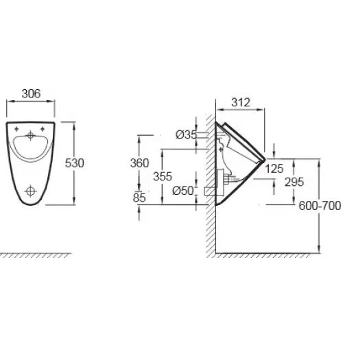Писсуар Presqu'ile с крышкой E1161-00 Jacob Delafon
