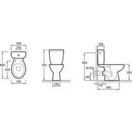 Унитаз-компакт Brive 35,5х66 см, 3/6 л, горизонтальный выпуск, нижняя подводка, без сиденья E0383N-00 Jacob Delafon