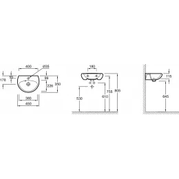 Подвесная раковина Brive 45х35х11,5 см, санфарфор E4338-00 Jacob Delafon
