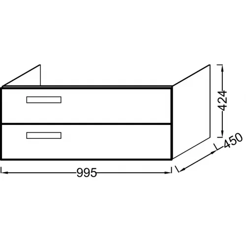 Модуль под раковину Rythmik 99,5х45х42,4 см, 2 ящика, белый глянцевый EB1304-N18 Jacob Delafon