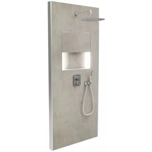 Душевой сет со стеновой панелью Ecrin 100х233,5 см, темный дуб, квадратная лейка, подсветка, термостат, верхний душ, с лейкой E803021-D34 Jacob Delafon