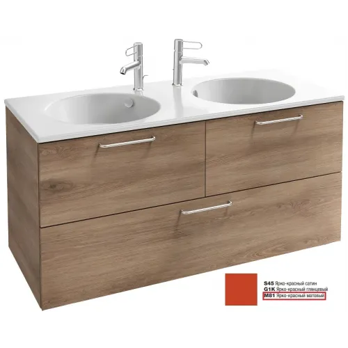 Модуль под раковину Odeon Rive Gauche 120х50,8х56,8 см, 3 ящика, ярко-красный матовый, ручки хром EB2545-R5-M81 Jacob Delafon