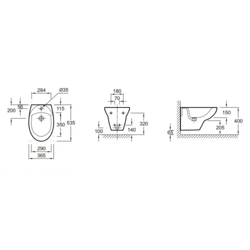 Биде Patio 36,5х53,5 см, подвесное, без крышки E4189-00 Jacob Delafon