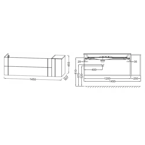 Модуль под раковину Nouvelle Vague 145х51х45,5 см, аквамарин блестящий EB3038-G91 Jacob Delafon