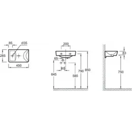 Комплект мебели для ванной Reve 45 см, белый блестящий, 2 дверцы, с подсветкой, подвесной монтаж E4805-00+EB1138-G1C+EB581-NF Jacob Delafon