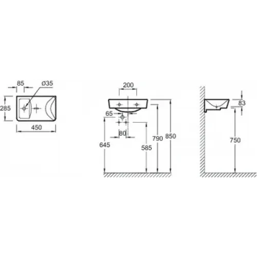 Комплект мебели для ванной Reve 45 см, белый блестящий, 2 дверцы, с подсветкой, подвесной монтаж E4805-00+EB1138-G1C+EB581-NF Jacob Delafon