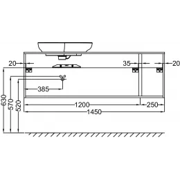 Модуль под раковину Nouvelle Vague 145х51х47 см, 2 ящика, светло-коричневый сатин EB3044-S32 Jacob Delafon
