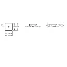 Накладная раковина Vox 40х40х13,5 см, отверстие для перелива в передней части, рисунок парижское бистро, санфарфор EVG102-PT4 Jacob Delafon