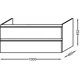 Модуль под раковину Vox 100х46х45,2 см, 2 ящика, черный матовый, встроенные ручки EB2025-RA-M61 Jacob Delafon