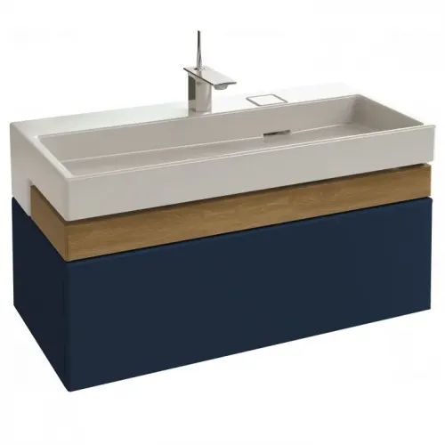 Модуль с раковиной Terrace 100 см, темно-синий блестящий, 1 выдвижной ящик, freedrain, подвесной монтаж, система push-to-open EXC112-00+EB1187-G98 Jacob Delafon