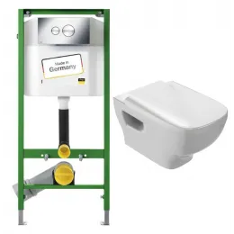 Комплект с инсталляцией Struktura горизонтальный выпуск, безободковый 713386+EDE102-00+E4270-00 Jacob Delafon