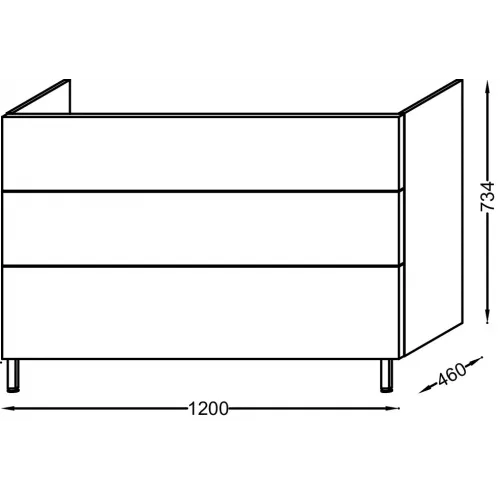 Модуль под раковину Vox 120х46х73,4 см, 3 ящика, ореховое дерево, прямые ручки EB2091-R4-E16 Jacob Delafon