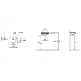 Подвесная раковина Odeon Up 40х25х9,5 см, 1 отверстие для смесителя с правой стороны, санфарфор E4799G-00 Jacob Delafon